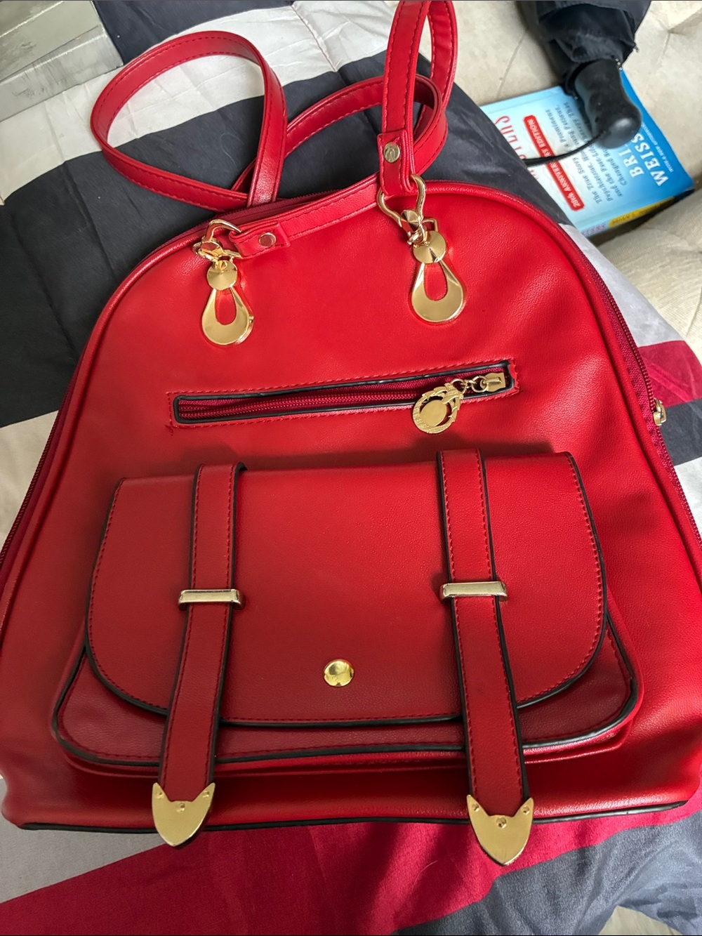 Red Women’s Backpack Tote - Stylish Everyday Carry